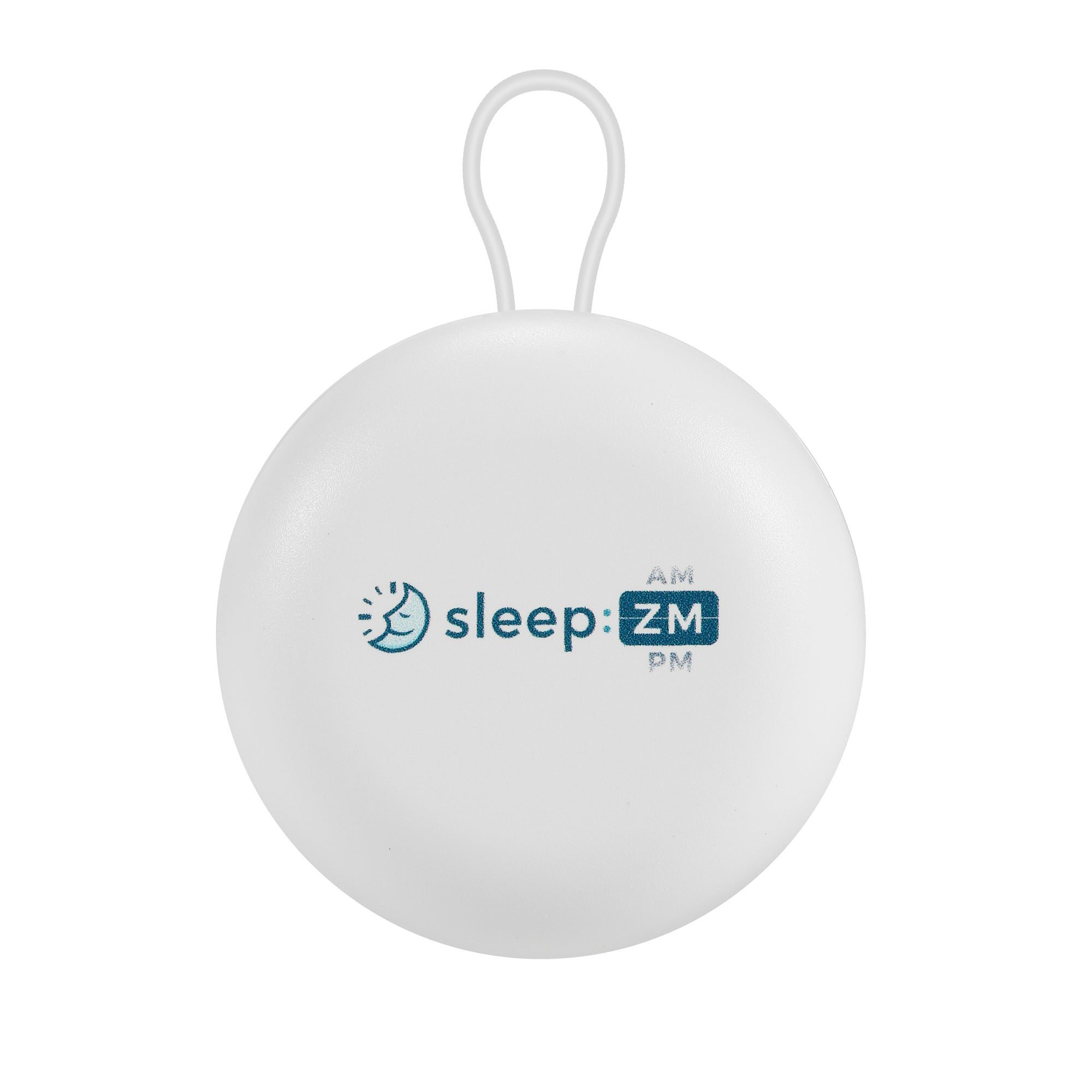 White spherical device with 'sleep:ZM' logo on a white background