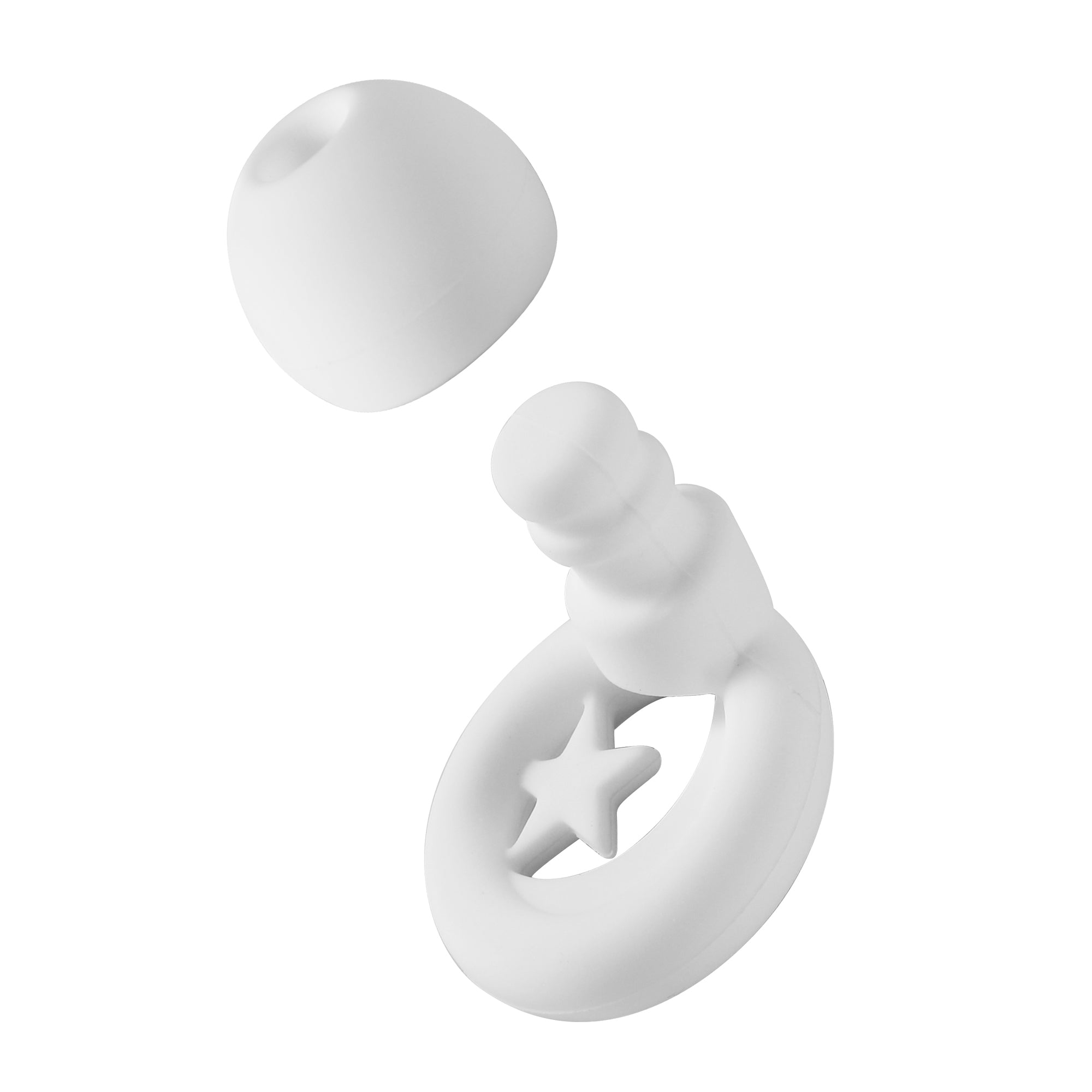 White silicone ring with star design on a white background