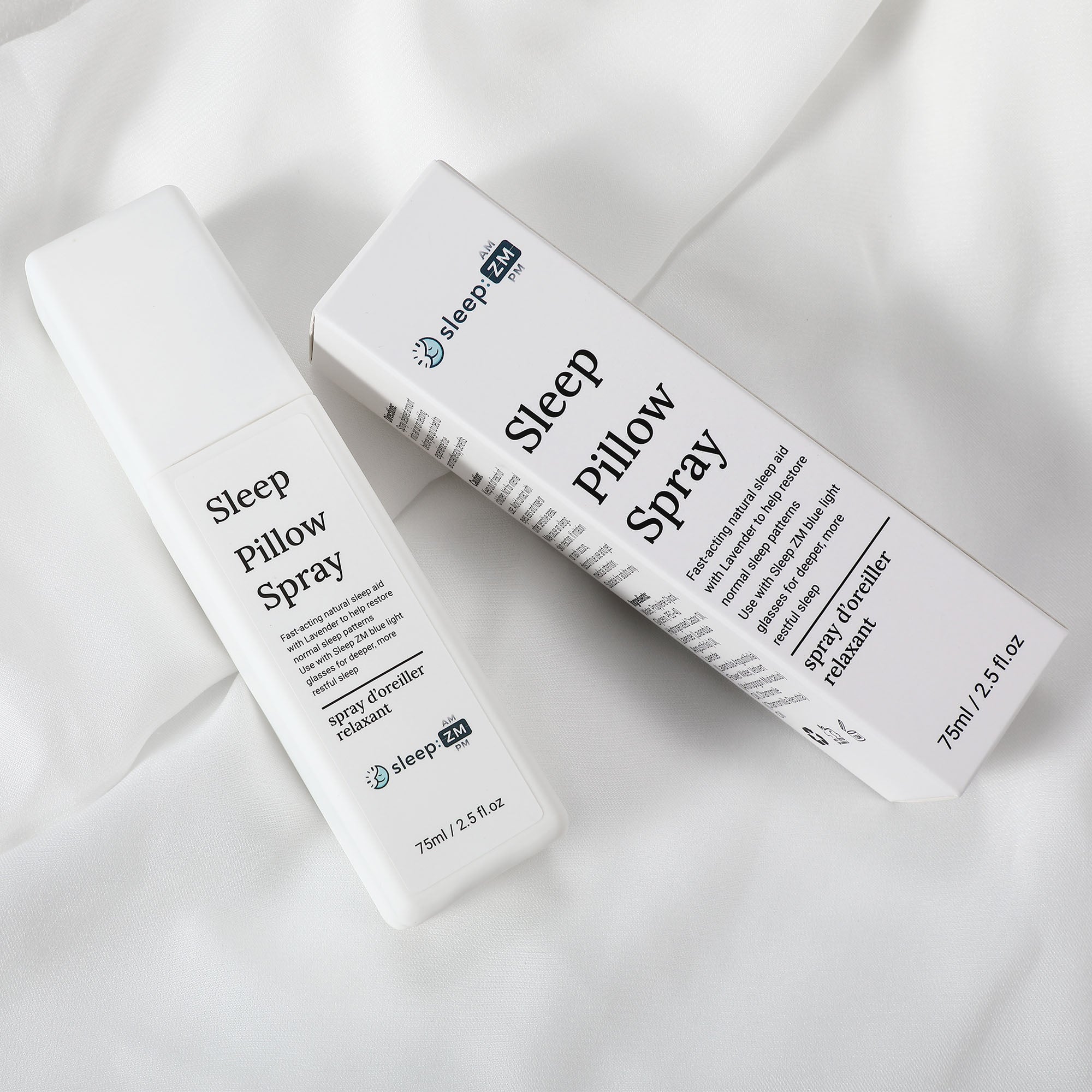 Sleep Pillow Spray bottle and packaging on a white background