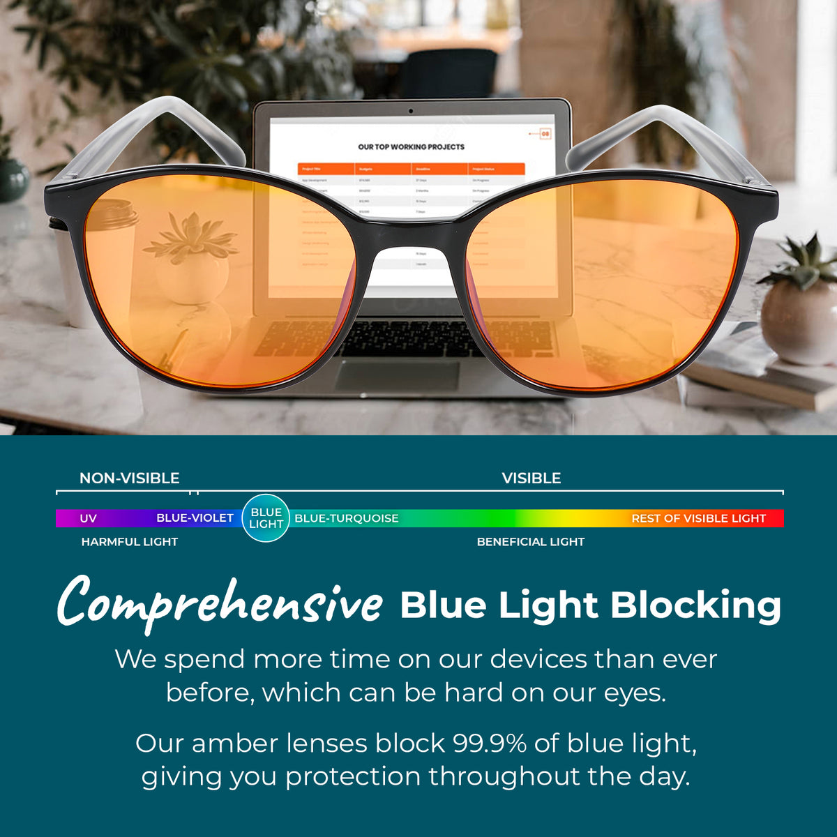 SleepAid Orange Taylor Kids Blue Light Glasses – Black