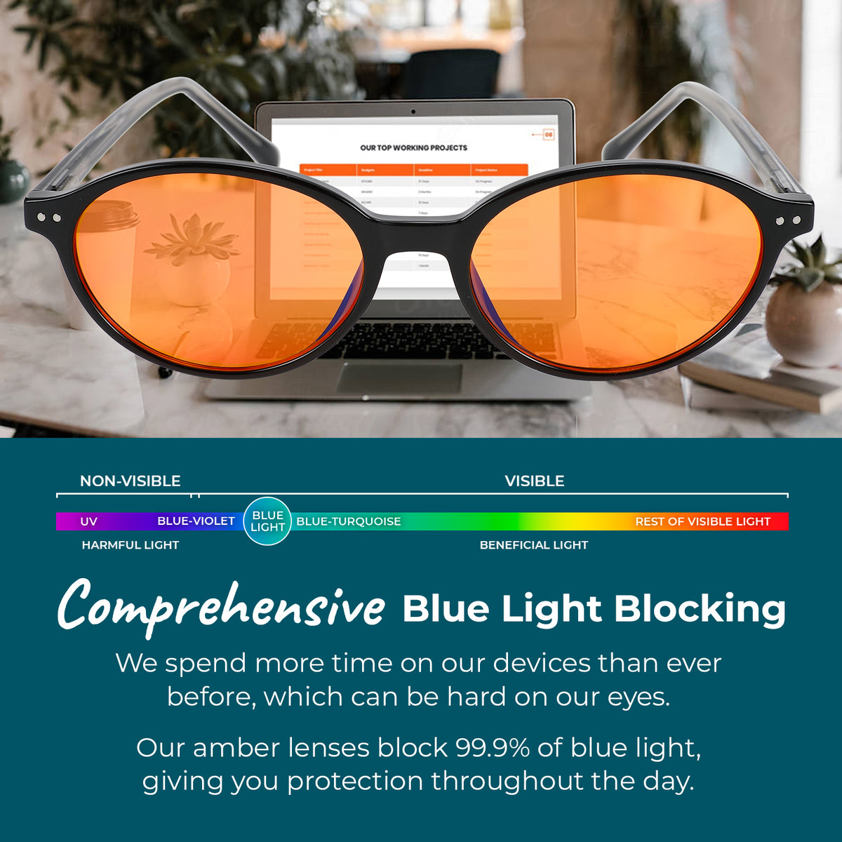 SleepAid Orange Ivy Blue Light Glasses – Black
