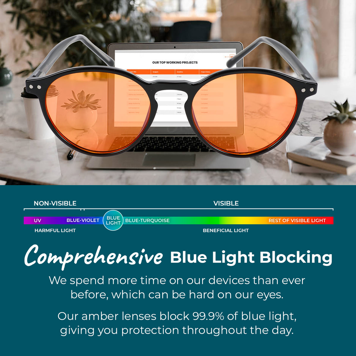 SleepAid Orange Muse Blue Light Glasses – Black
