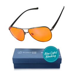 SleepAid Orange Aviator Blue Light Glasses – Black & Silver