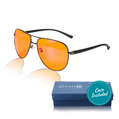 SleepAid Orange Aviator Blue Light Glasses – Black & Silver