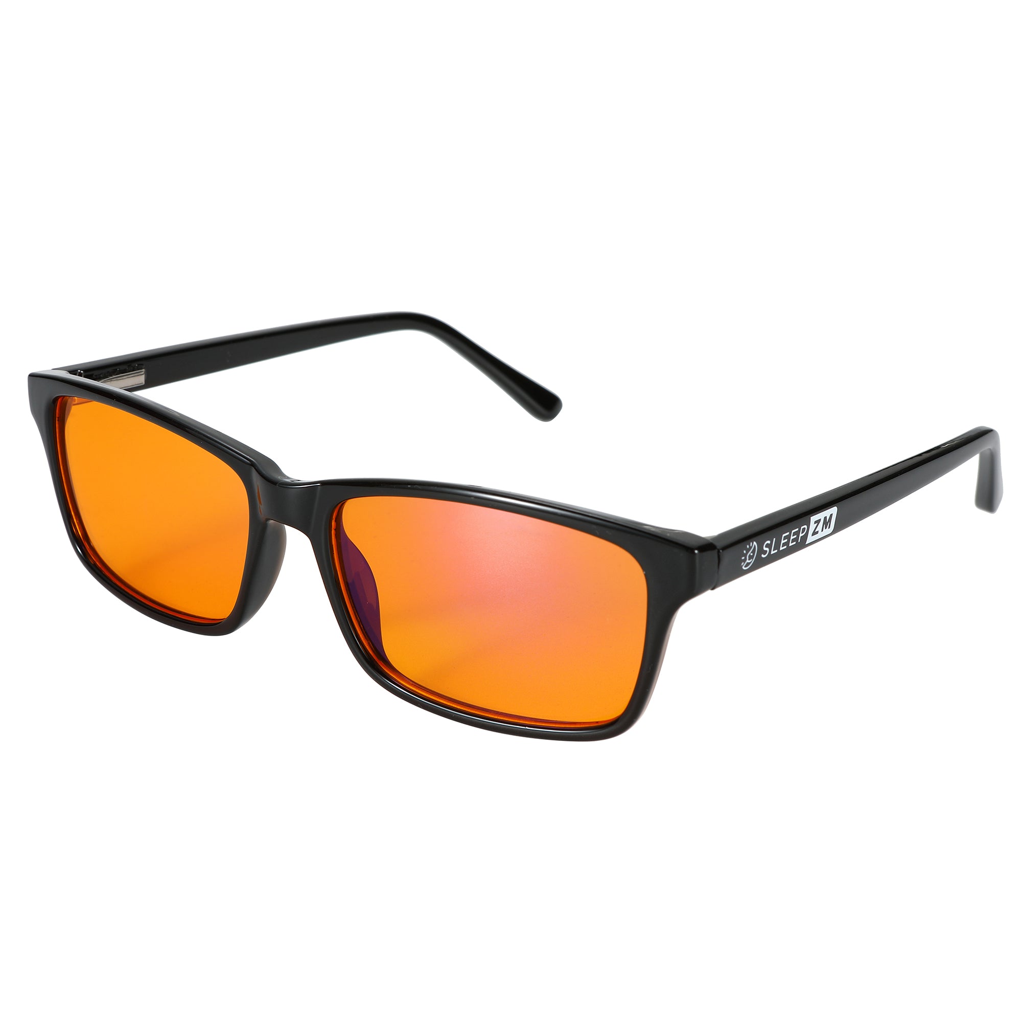 Black Night‑Time rectangular blue light blocking glasses with amber lenses