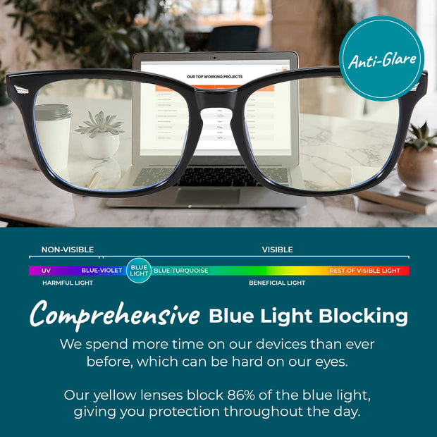 Black Wayfarer Style Blue Light Glasses