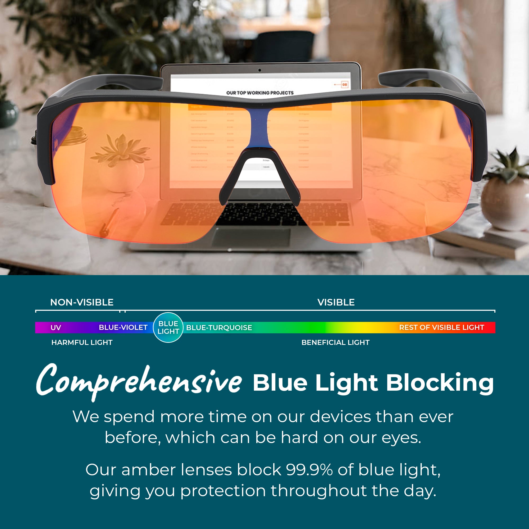 Night-time XXL Fit Over Blue Light Blocking Glasses - Black