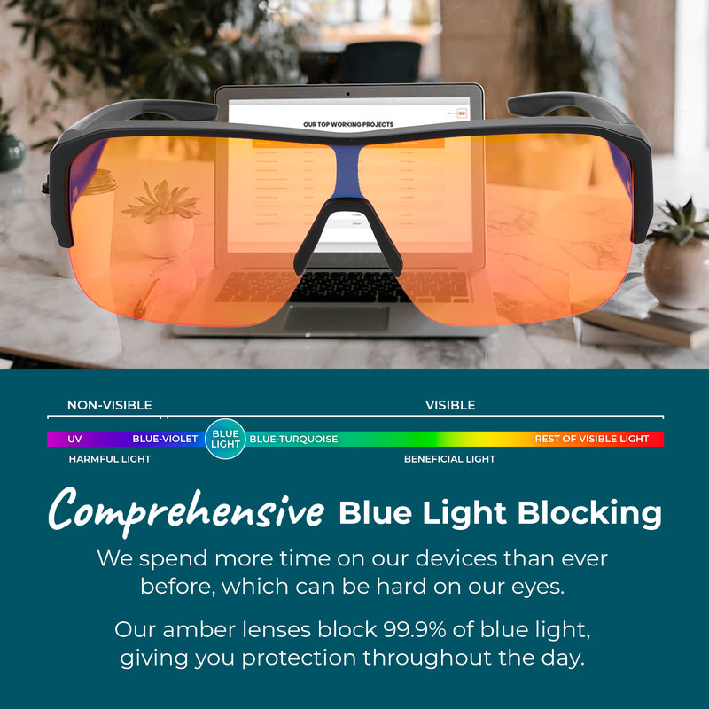 Night-time XXL Fit Over Blue Light Blocking Glasses - Black