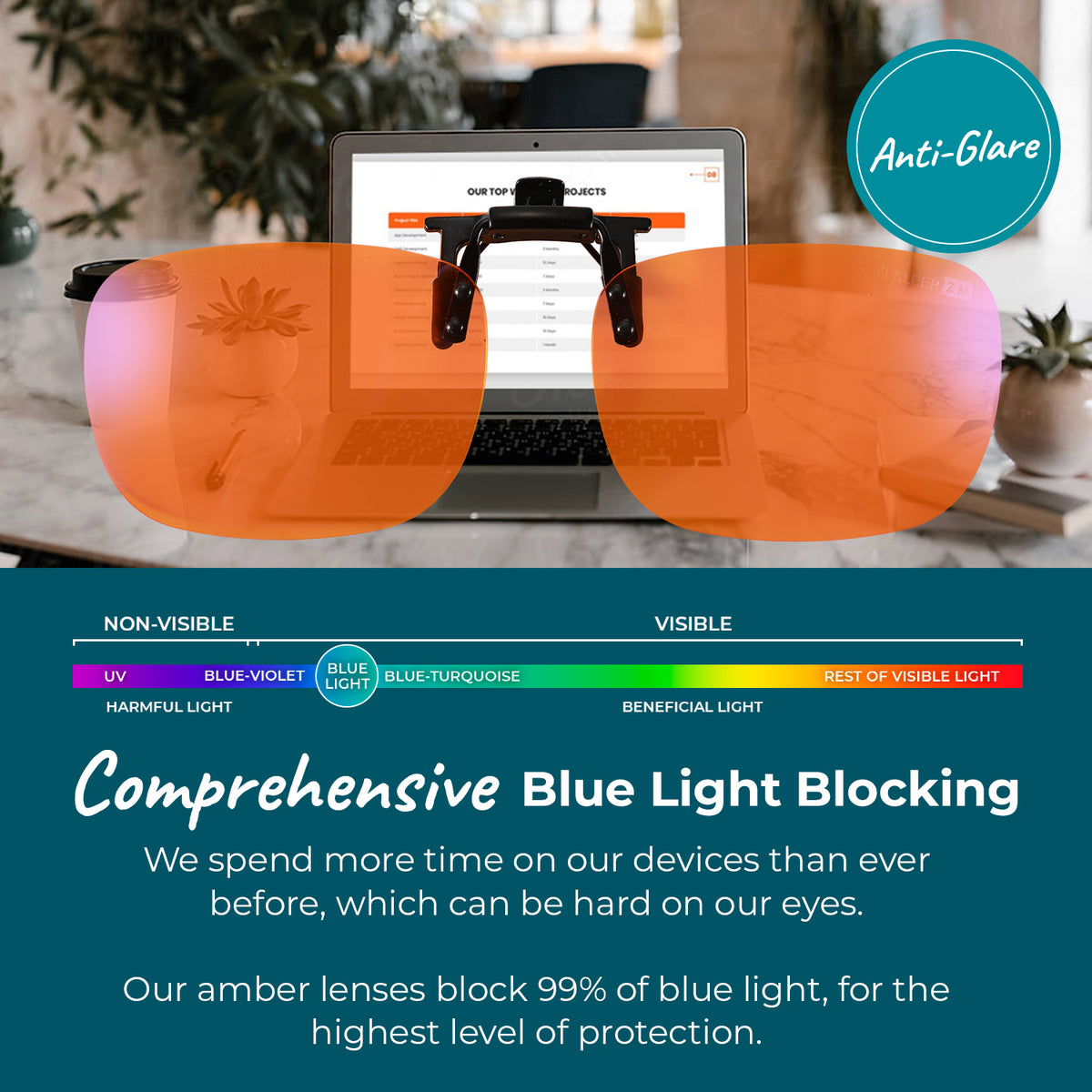 SleepAid Orange Flip-Up Clip-On Blue Light Glasses