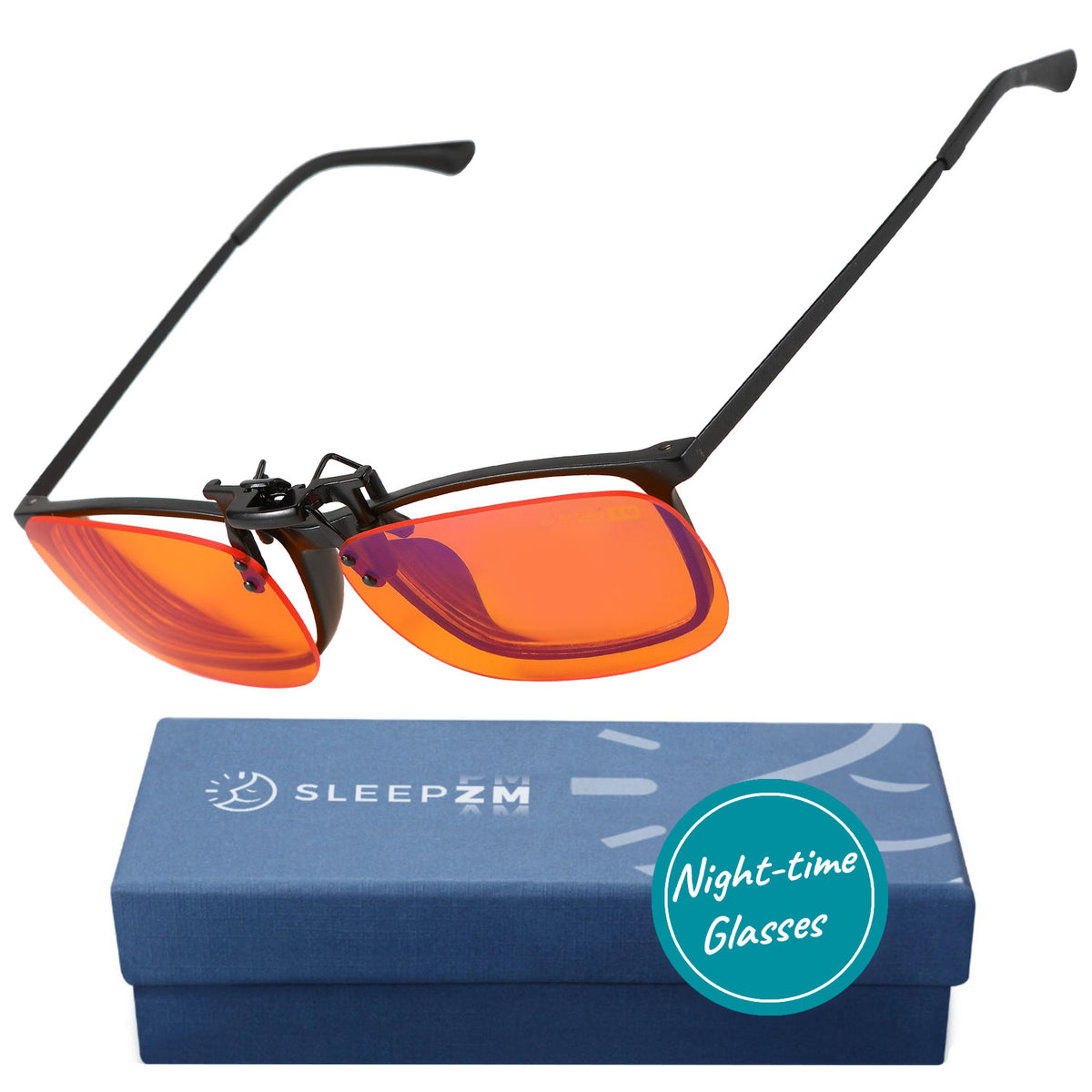 SleepAid Orange Flip-Up Clip-On Blue Light Glasses