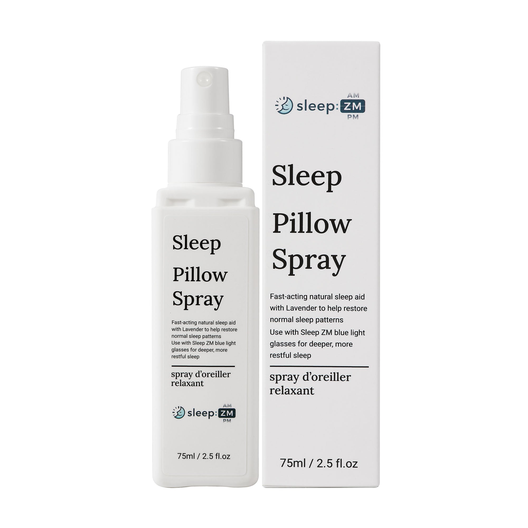 Sleep Pillow Spray bottle and packaging on a white background